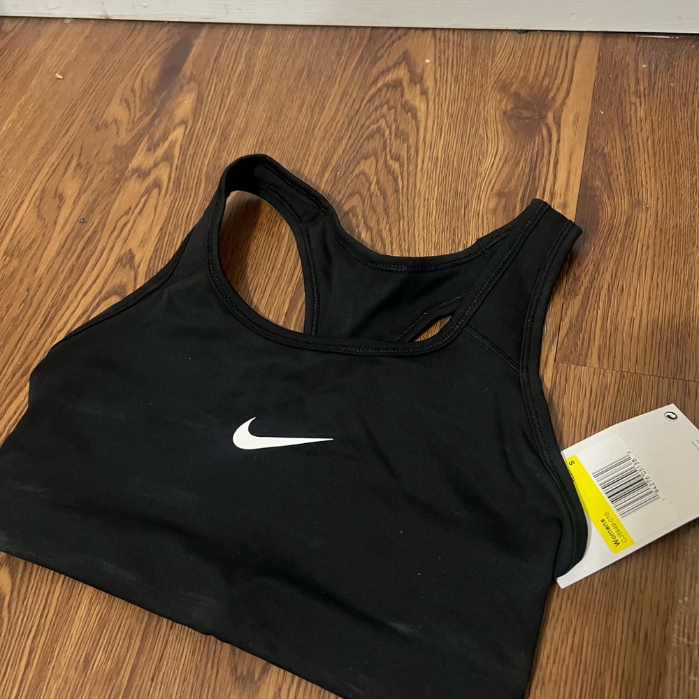 NWT Nike Black Medium Support Non Padded Swoosh 2.0 Sports Bra Size Small - Picture 3 of 6